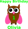 Pink Owl Olivia Birthday 2 Clip Art