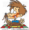 Kid Eating Spaghetti Clipart Image