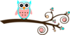 Blue/pink Owl On Branch Clip Art