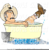 Cowboy In Bathtub Clipart Image