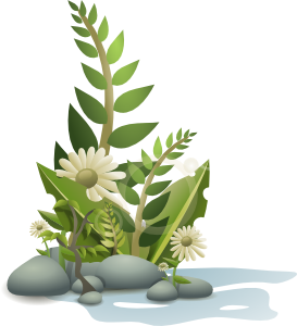 Andy Plants Pebbles And Flowers Clip Art
