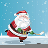 Santa Playing Hockey Clipart Image