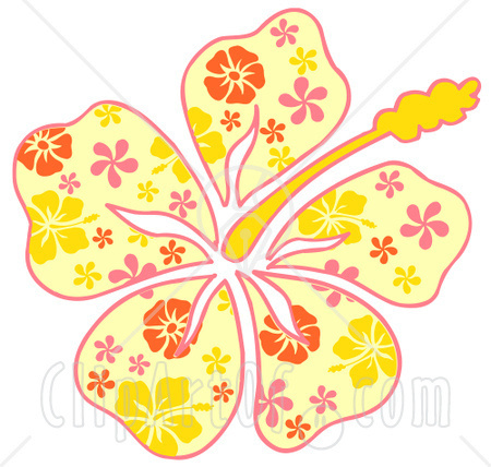 Clipart Illustration Of A Yellow Hawaiian Hibiscus Flower With A Pink Yellow