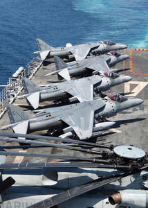 Av-8b Harrier Strike Aircraft Aboard Uss Nassau. Image
