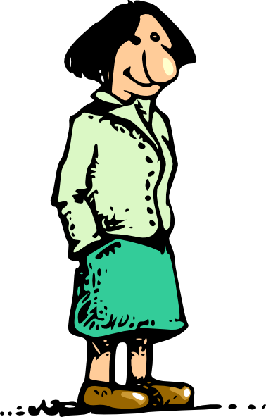 Woman Standing Smiling Cartoon Clip Art