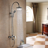 Contemporary Rain Shower Chrome Finish Brass Three Holes Single Handle Shower Faucet--faucetsuperdeal.com Image