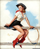 Vintage Cowgirl Pin Up Clipart Image