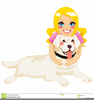 Girl Hugging Dog Clipart Image