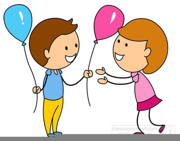 Giving Boy Clipart Children Gifts Stick Baloon Figure Clip Vector Cliparts ...