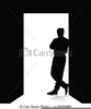 Man Leaning Against Wall Clipart Image