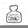 Ink Pot Clipart Black And White Image