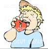 Boy Eating Apple Clipart Image