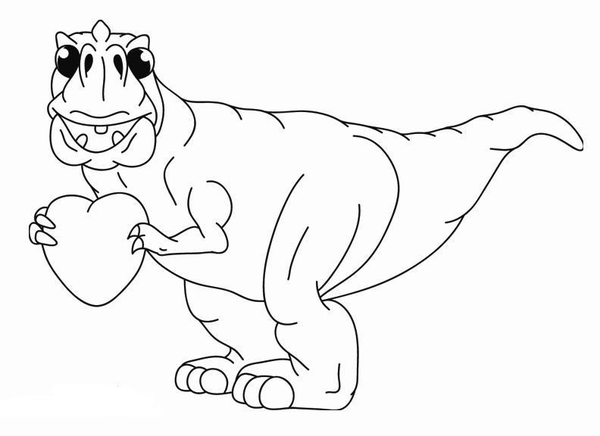 Cute T Rex Heart Valentine Dinosaur Coloring Pages | Free Images at