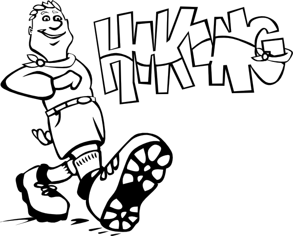 Cartoon Girl Hiker. Hiking clip art