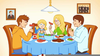 Family Eating Together Clipart Image