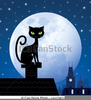 Black Cat Moon Clipart Image