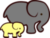Yellow Elephant Mom & Baby Clip Art