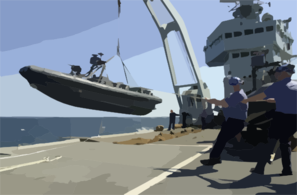 U.s. Navy Rhib Boat Aboard Hms Illustrious Clip Art