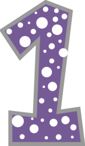 Number 1 Dark Purple And Grey Polkadot Clip Art
