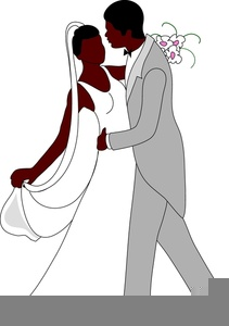 African American Bride And Groom Clipart Image