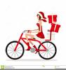 Santa On Bicycle Clipart Image