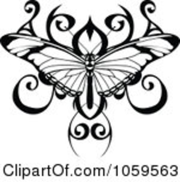 Clip Art Illustration Of A Black And White Butterfly Tattoo Design image Clip Art Illustration Of A Black And White Butterfly Tattoo Design image