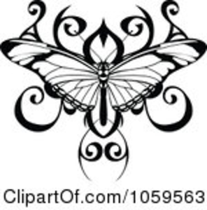 Royalty Free Vector Clip Art Illustration Of A Black And White Butterfly Tattoo Design Image