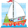 Christmas Sailboat Clipart Image