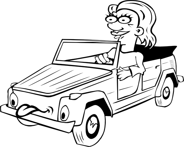 clipart car. Girl Driving Car Cartoon