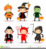 Kids In Halloween Costumes Clipart Image