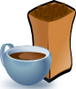 Cup Of Coffee With Sack Of Coffee Beans Clip Art