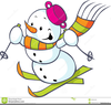 Snowman On Skis Clipart Image