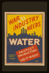 War Industry Needs Water Protect Production : Use It Wisely. Clip Art