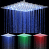 Chrome Finish Contemporary Rectangular Temperature Controlled Colors Led Shower Head--faucetsuperdeal.com Image