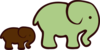 Brown And Green Elephant Mom & Baby Clip Art