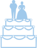 Simple Blue Wedding Cake Outline With Bride And Groom Clip Art