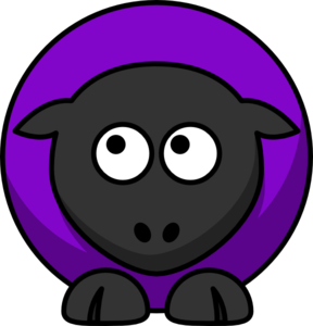 Sheep Looking Up To Right Purple  Clip Art