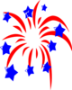 Red Fireworks With Blue Stars Clip Art