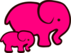 Pink Elephant Mom & Baby Clip Art