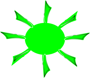 Green Radiating Sun Clip Art