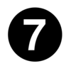 White Numeral  7  Centered Inside Black Circle  Clip Art