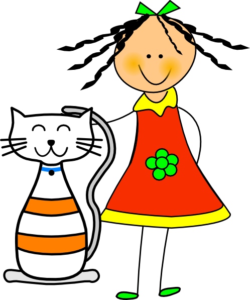 clipart girl with cat - photo #2