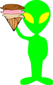 Alien With Ice Cream Cone 2 Clip Art