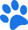 Blue Paw Print - Slanted Left Clip Art