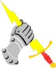 Hand Holding Lightning Sword Clip Art
