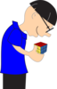 Man Holding Rubric Cube Toy Clip Art