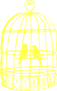 Small Baby Yellow Love Birds In Birdcage Clip Art
