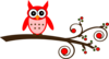 Totetude Red Owl On Branch Clip Art