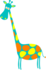 Giraffe Teal With Yellow And Orange Dots Clip Art