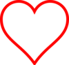 White Heart W/ Red Outline Clip Art